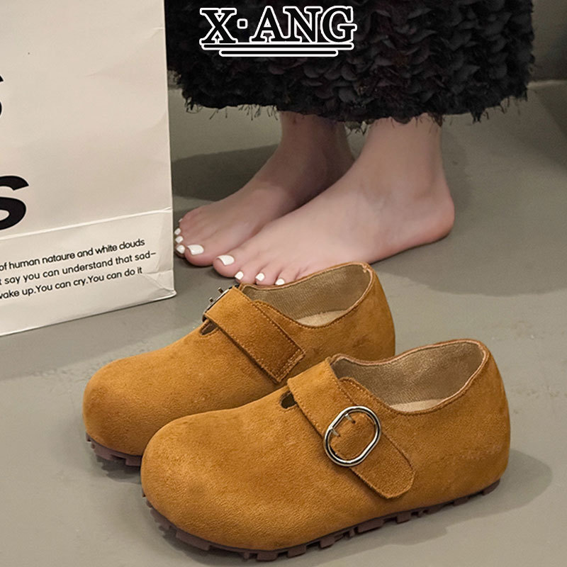 厚底内增高女鞋牛皮软底全包勃肯鞋2025秋季新款一脚蹬单鞋豆豆鞋|undefined