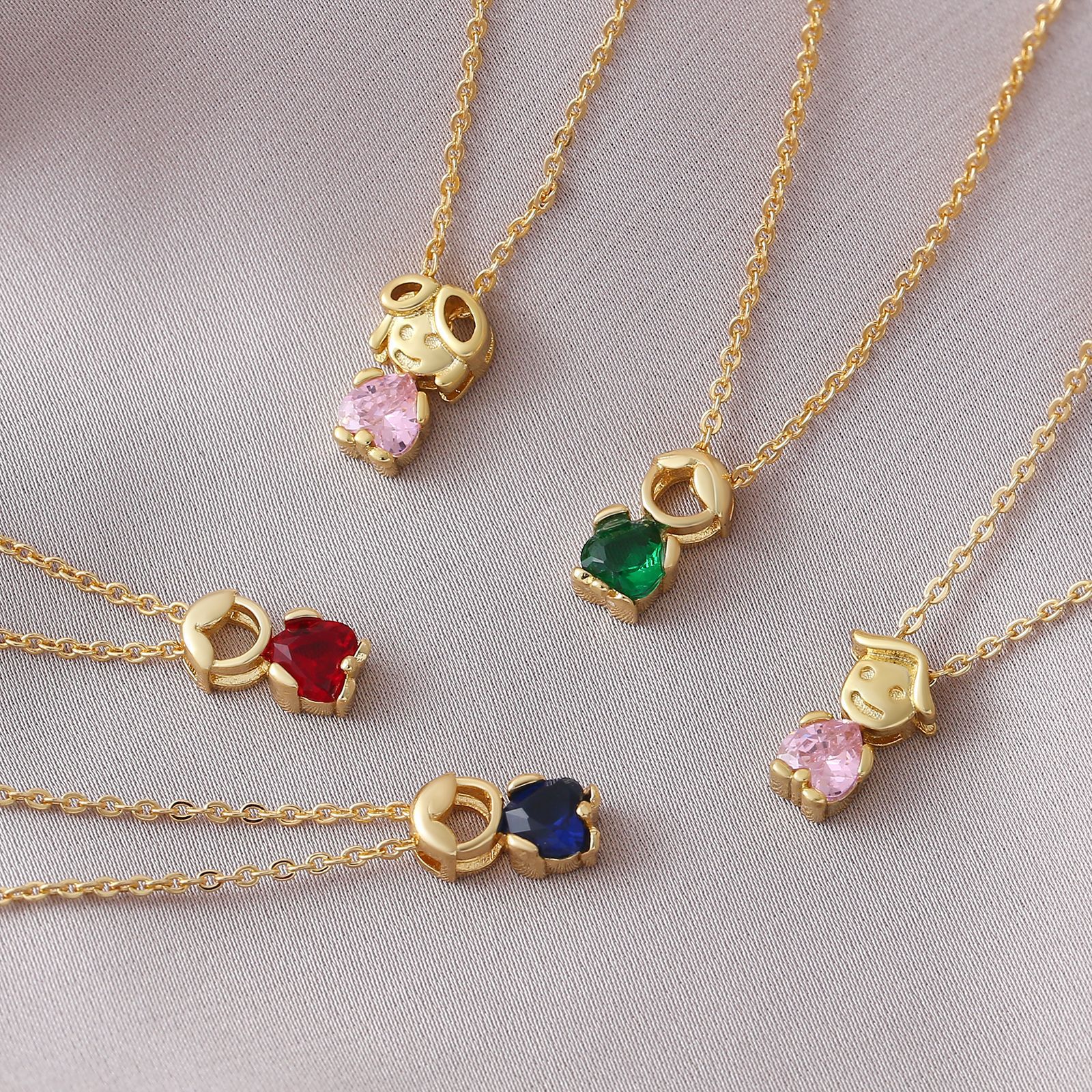 Schutz-amulett Kette Mit Buntem Zirkonia Für Kinder_voghion.com