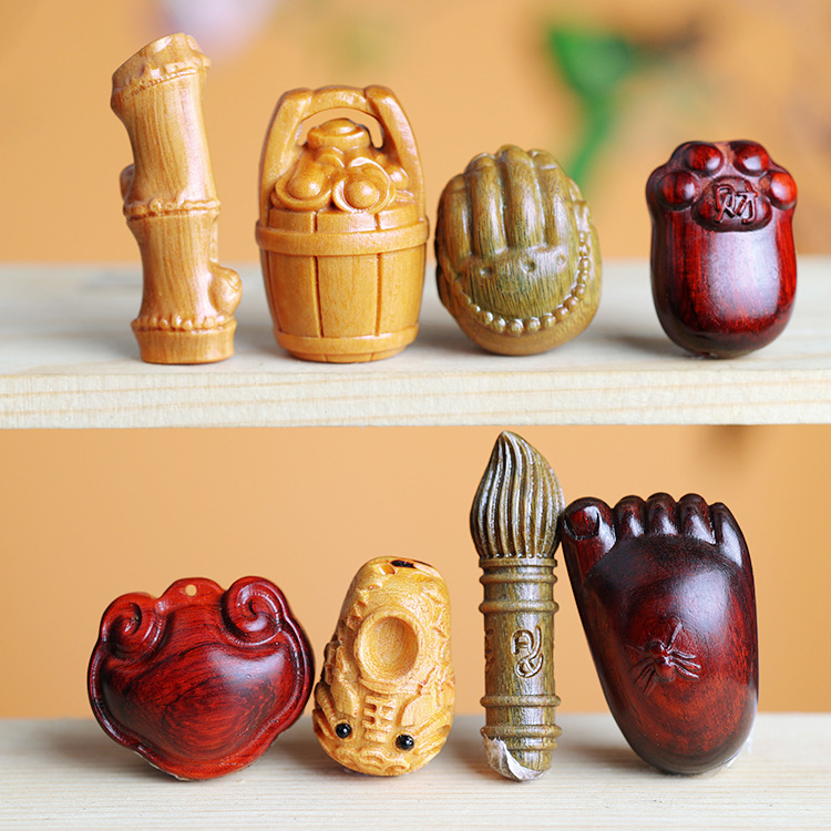 檀木手工DIY工艺雕一桶金创意文玩个性手机链钥匙扣饰品配件挂件