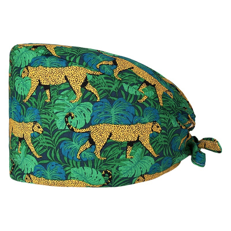 El algodón puro de las mujeres impresas europeas y americanas del sombrero de la enfermera de ICU con la toalla del sudor gorra quirúrgica del comercio exterior tapa de la cabeza del bolso entrega transfronteriza