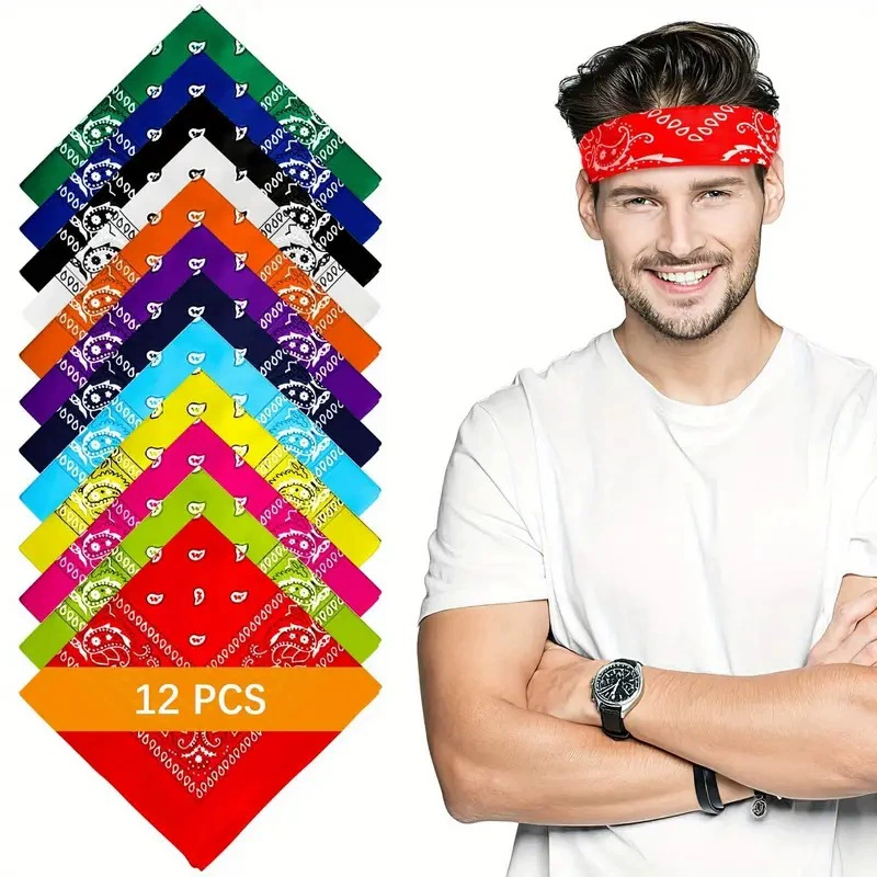 Трансграничная мода полиэстер набор из 12 частей Пейсли узор тюрбан Западный джинсовый набор головных уборов из полиэфирного волокна носовой платок