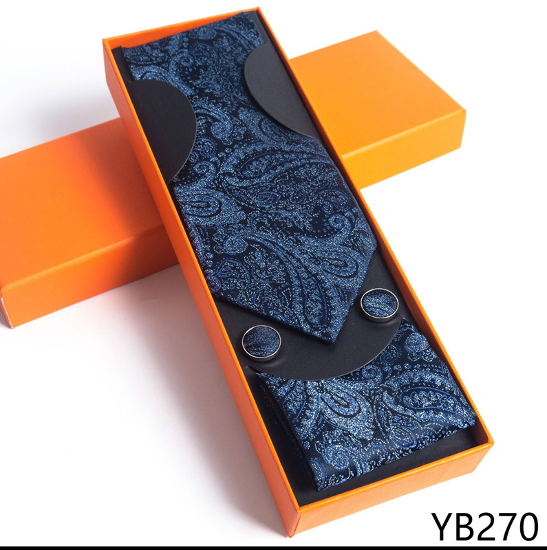 Paisley Men's Necktie Pocket Square And Cufflinks Gift Set_voghion.com