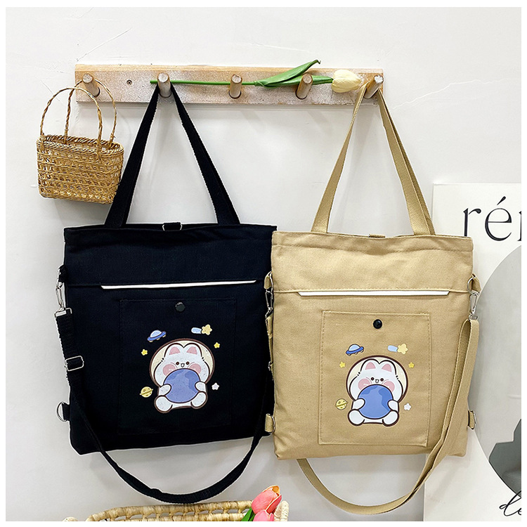 Wholesale of 2025 new cartoon casual canvas bags, large-capacity, fashionable and cute girl single-shoulder bags and tote crossbody bags undefined