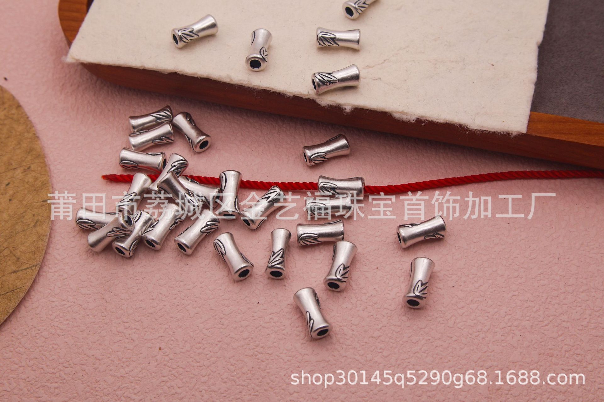 Pure Silver S999 Bamboo Joint Loose Beads with Through-Hole Design, Chinese Style Bamboo Leaf Spacer Beads, DIY Necklace Bracelet Jewelry Accessories, Beading Materials
