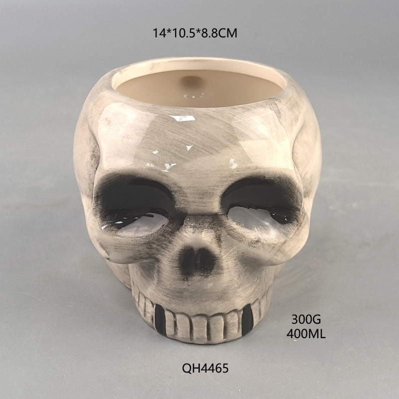 Taza de cerámica con forma de calavera, taza de café con diseño de cabeza de fantasma de Halloween, taza novedosa transfronteriza, diseño creativo