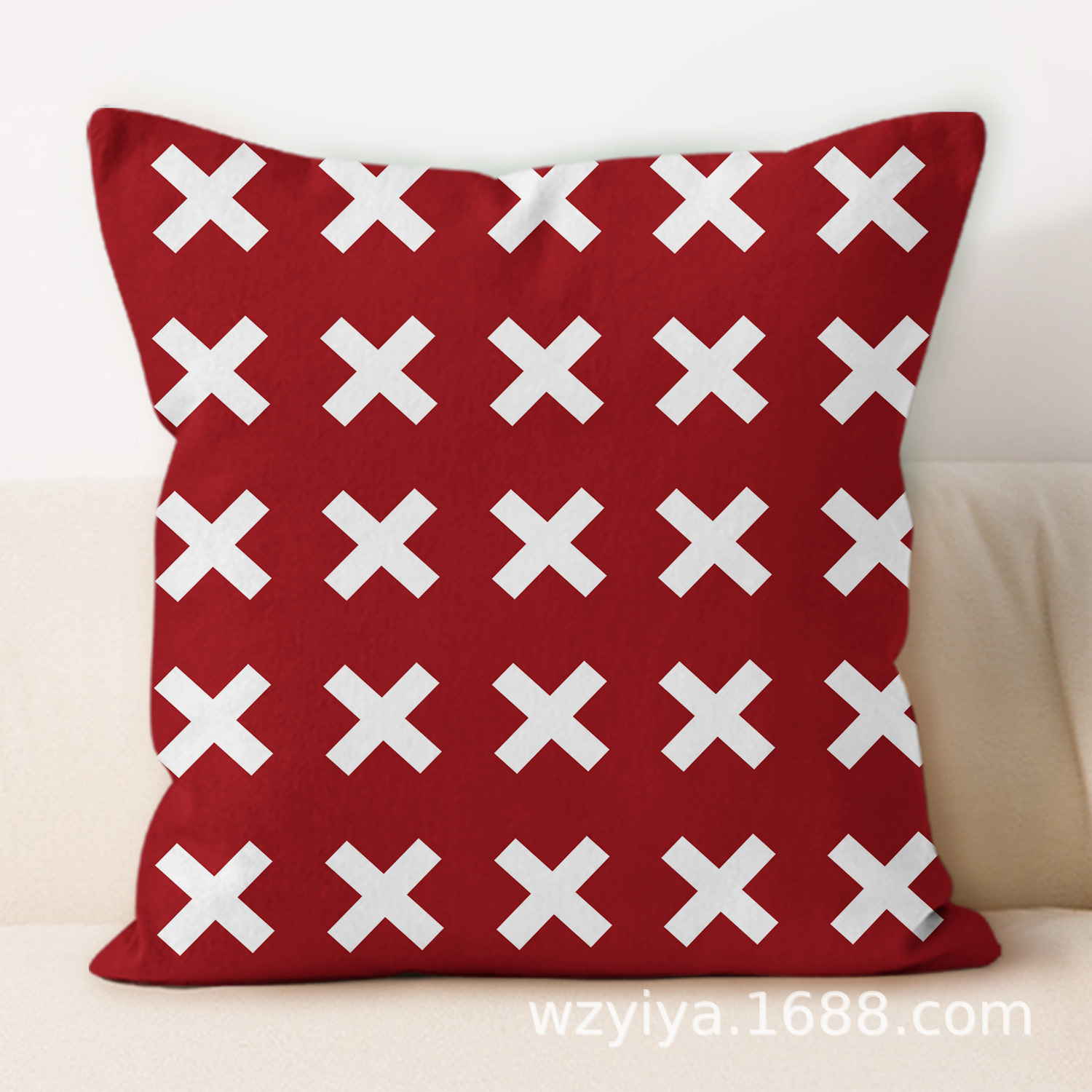 Guía de almohada de geometría roja simple almohada de almuerzo de oficina moderna almohada decoración de sofá de salón