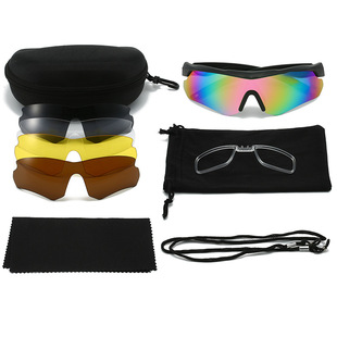Cross-Border New Explosion-Proof Goggles Cs Shooting Goggles Tactical Glasses 5-Piece Set of Myopia Windproof and Sandproof Cycling Glasses