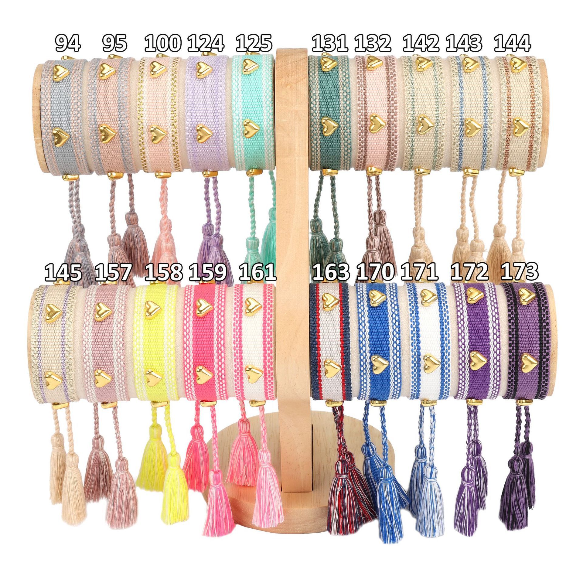 8g Weight Bracelets Classification Polyester Chain Material 1 Piece Quantity Holiday, Daily Occasion Polyester Material Heart Shape Pattern Women's Gender Knitting, Tassel Design Casual, Simple Style Style Casual Simple Style Heart Shape Polyester Wholesale Bracelets 1