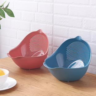 Wholesale household kitchen thickened plastic rice washing machine living room fruit storage basket gift can be printed rice washing sieve