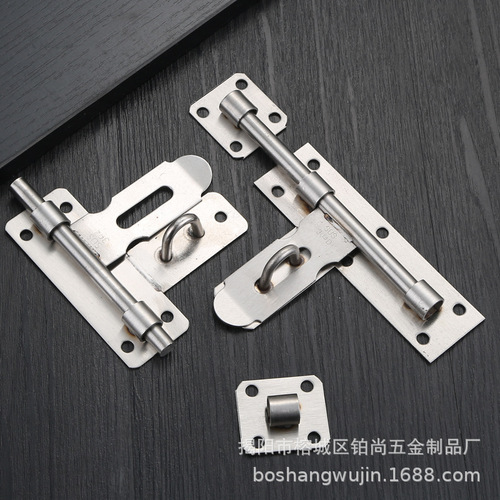Stainless steel lock latch, gate iron door can be padlocked, left and right door bolts are lengthened and thickened, solid door latch, large latch