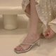 Rhinestone Transparent Sandals with Crystal Heel for Women Summer 2025 New Fairy Style Beautiful High Heel Sandals