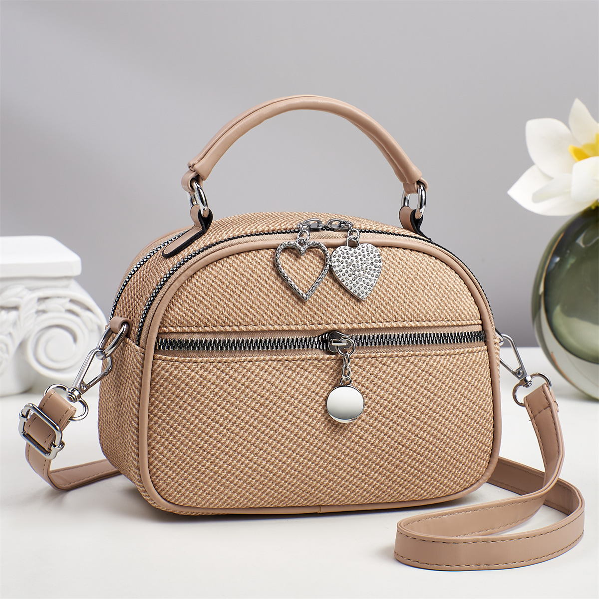 2025 bolsos de mano exquisitos bolsos de tela texturizados de hombro casuales bolsos transfronterizos