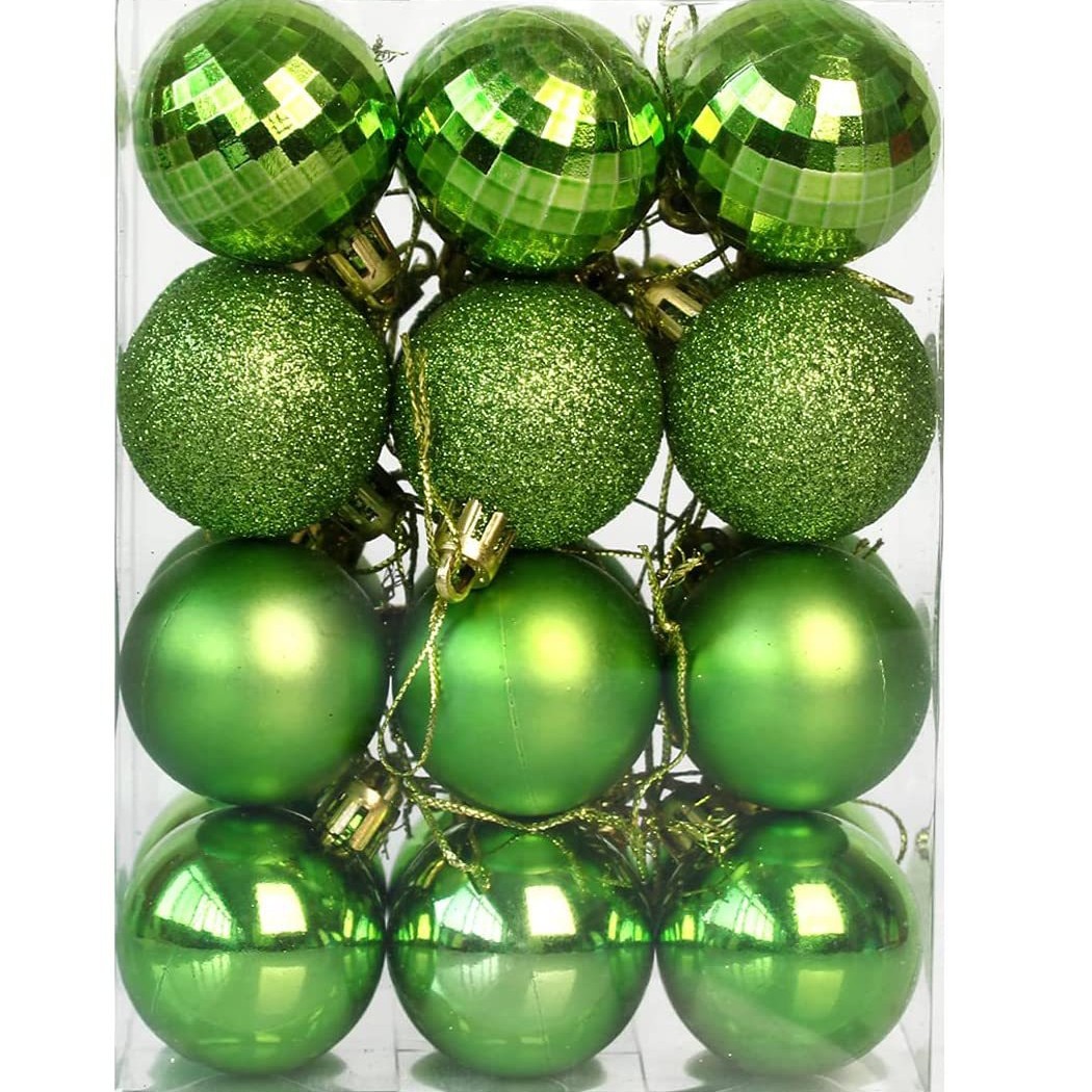 クリスマスツリー24個の方眼球装飾品が光る亜光閃粉球にプラスチッククリスマス球3CM 4CMが混ざっている