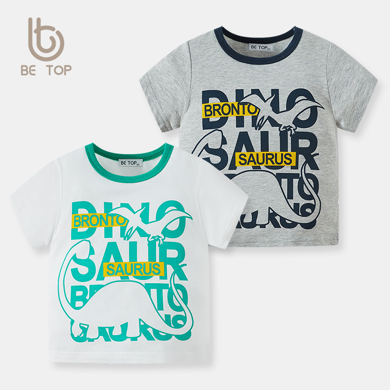 2023 nueva camiseta de manga corta para niños top de bebé de verano de media manga de dibujos animados para niños entrega delgada