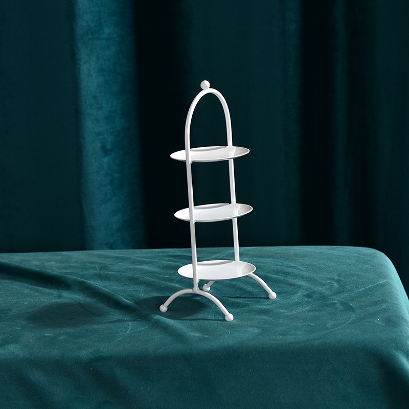 Blanco de metal de hierro postre decoración de la Mesa soporte de la tarde Europea pastel de té merienda stand comida fría té romper la Mesa image 19