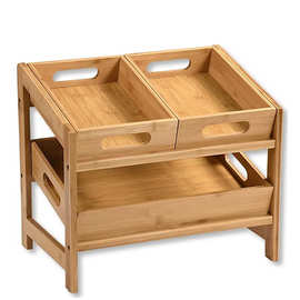 竹制可堆叠置物架家用厨房多层水果蔬菜收纳架可定制多功能菜篮子