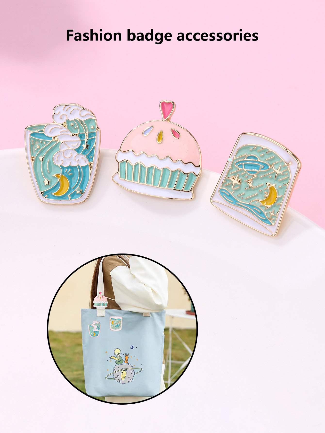 20g Weight Brooches Classification Holiday, Daily Occasion Alloy Material Tree, Planet Pattern All Seasons Season Unisex Gender Enamel Design Cute, Modern Style Style Cute Modern Style Pin Tree Planet Alloy Enamel Unisex Brooches 1