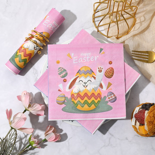 Easter Cartoon Napkins Bunny Cute Holiday Printing Party Napkins Party Disposable Tissue Wholesale