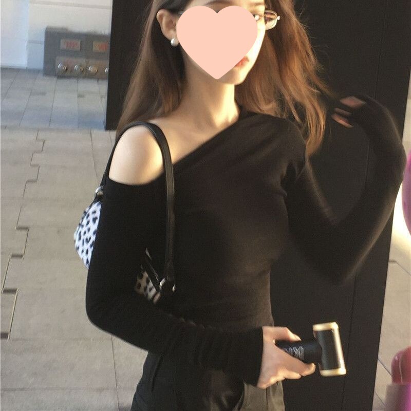 韩系设计感荡领腰带针织衫女早秋新款收腰褶皱内搭长袖绑带上衣潮|undefined