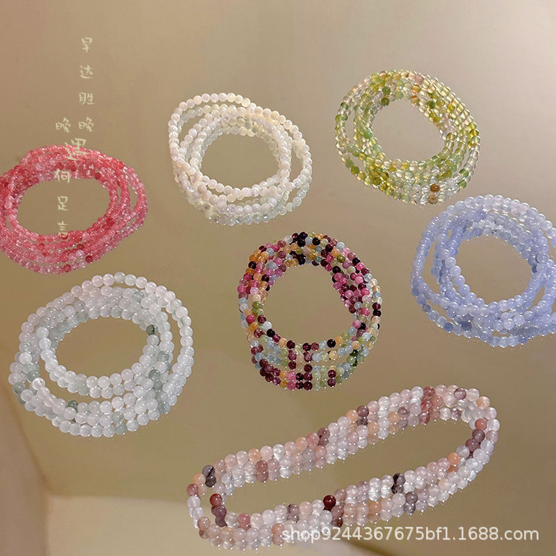 Natural Stone Three-layer Beaded Bracelet for Women 2024 New Chinoiserie Multi-circle Bracelet Accessible Luxury Niche Exquisite Hand Jewelry