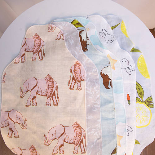 Muslin baby antibacterial gauze printed pad back type A sweat-absorbent towel for children kindergarten baby bamboo cotton sweat-absorbent towel