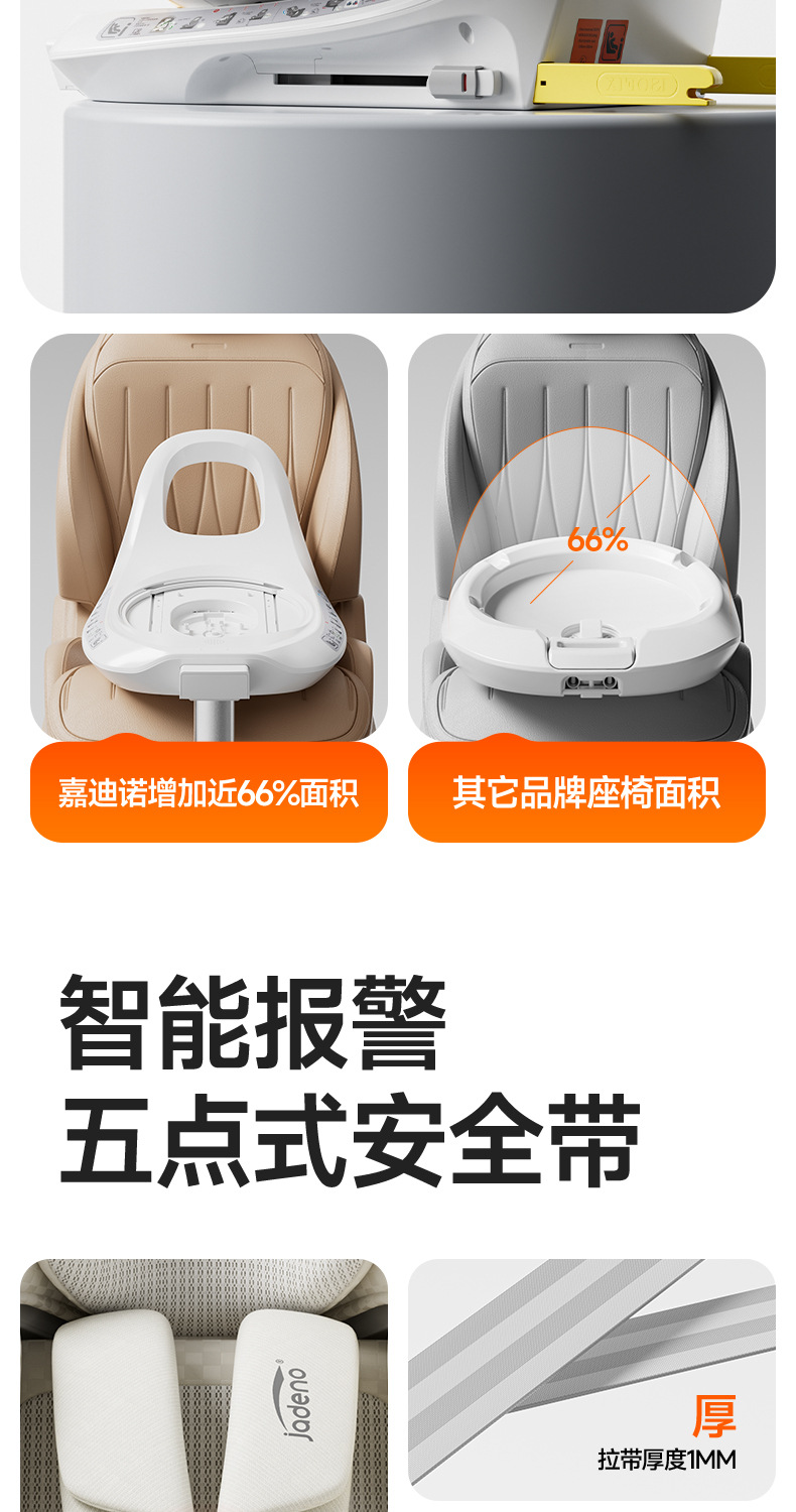 Jardin Kids Safety Seat New National Standard I-Size Smart Ventilation and Heating, Can Sit, Lie Down, and Rotate, Suitable for Ages 0-12