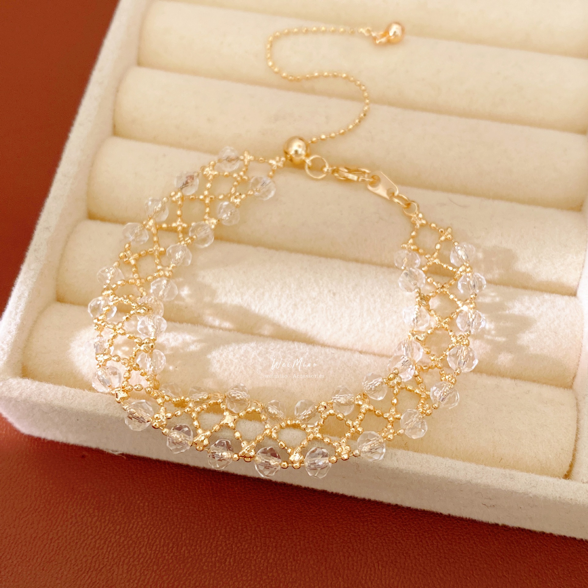 Pulseras de cuentas de vidrio redondas, pulseras de lujo ligeras, pulseras de alto nivel, pulseras pequeñas y frescas, joyas de moda versátiles.