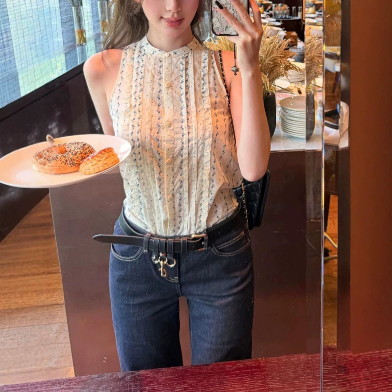 Yangzifn "花漾苎夏" Cotton Shirt for Women, Summer, Sleeveless/Mid-Sleeve Options Available, Simple Loose Top Yangzifn "花漾苎夏" Cotton Shirt for Women, Summer, Sleeveless/Mid-Sleeve Options Available, Simple Loose Top