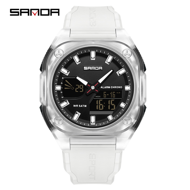 SANDA Sanda 6268 horario de verano despertador impermeable reloj electrónico para estudiantes sincronizados reloj deportivo de luz nocturna multifuncional