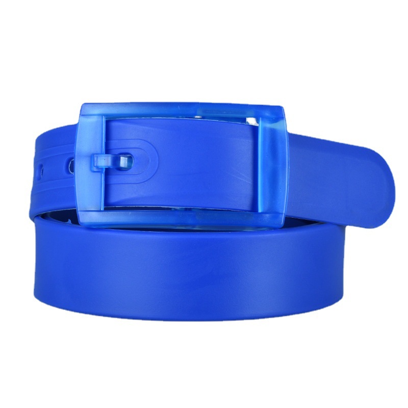 Cinturón unisex de silicona colorida con hebilla de pin, color caramelo, sin metal, cinturón de plástico blanco y rojo para pantalones, venta directa de fábrica