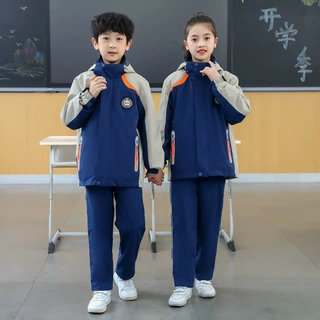 冬季中学生校服套装冲锋衣三件套高中班服加厚外套技术学院运动服