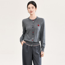 2601302-南油高品质四平密织纯羊毛彩色纽扣开衫外套针织衫女上装