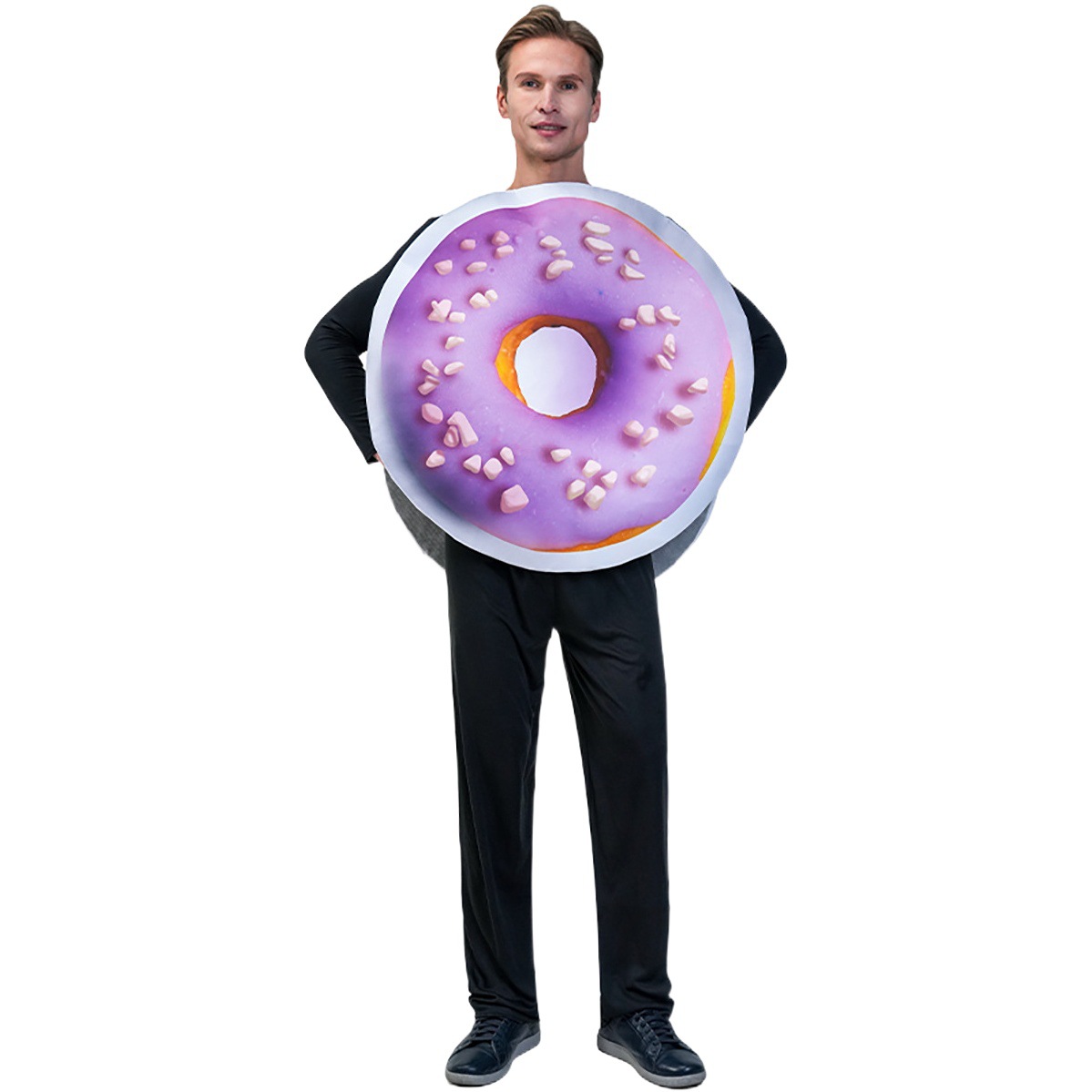 Los niños adultos de los hombres y las mujeres Funny donut traje spoof alimentos Cosplay partido apoyos del funcionamiento