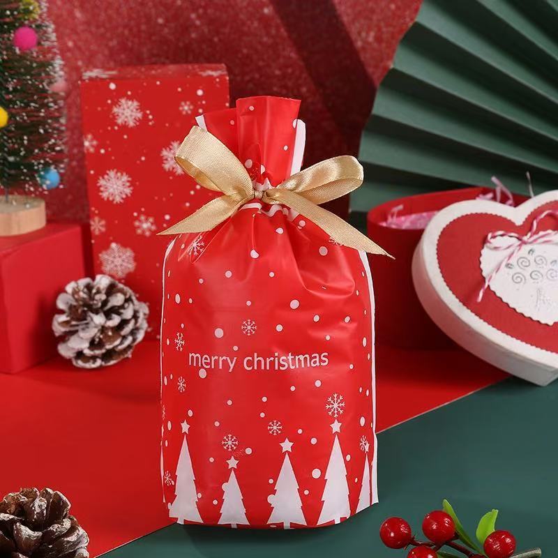 大型の新作越境ECクリスマスギフト包装袋、リボン付き巾着袋、キャンディバッグ、アップルバッグ、23cm*34cm|undefined