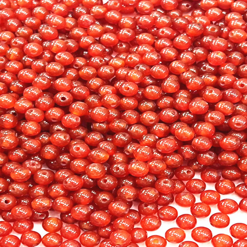 Red Agate Large-Hole Round Beads Loose Beads DIY Accessories Weaving Jewelry a Thread No. 7 Bracelet Semi-Finished Products Wholesale