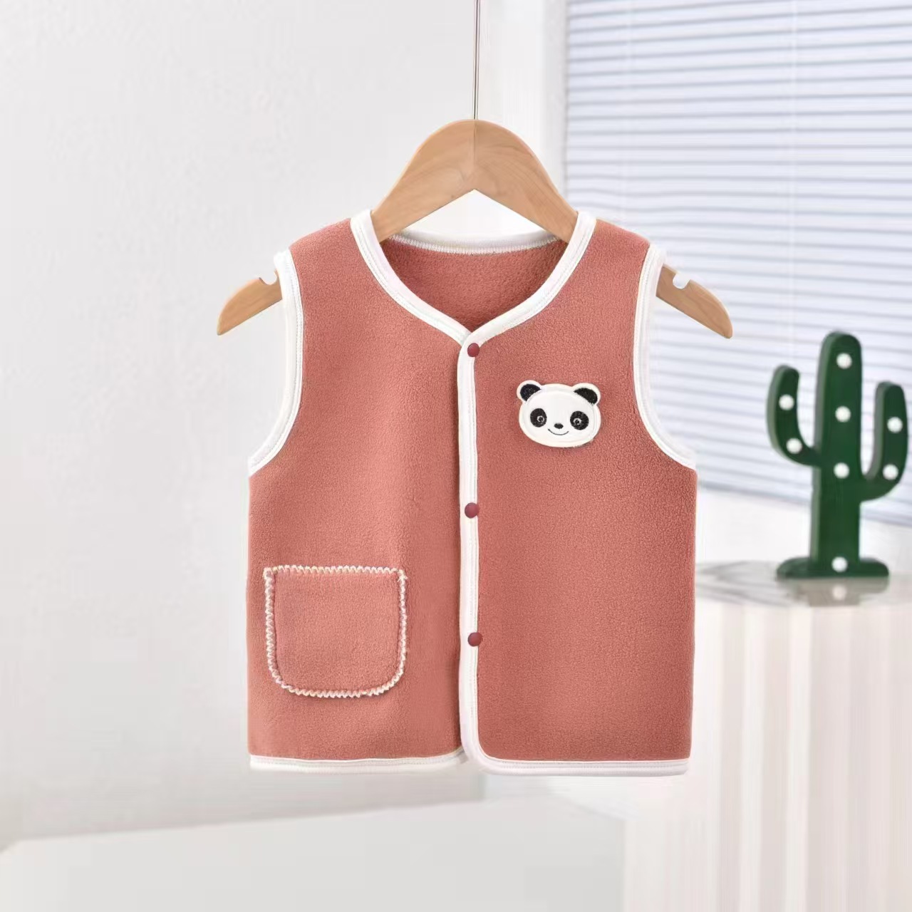 Otoño y invierno nuevo chaleco de terciopelo de gato caliente chaleco de terciopelo para niños y niñas, bebés de doble capa de terciopelo cardigan interior y exterior