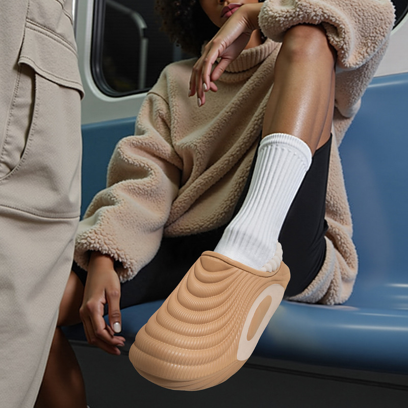 Waterproof Cotton Slippers for Men, Autumn and Winter 2026 New Model, Non-Slip Home Cotton Shoes with Thick Soles, Suitable for Outdoor Wear, Cotton Slippers for Women