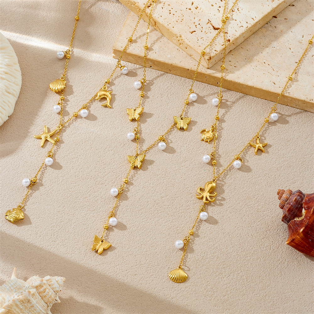 Design necklace stainless steel from pearl