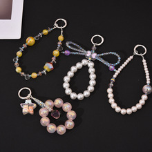 卡通少女心趣味手工串珠树脂手机链小熊娃娃钥匙扣包挂饰批发