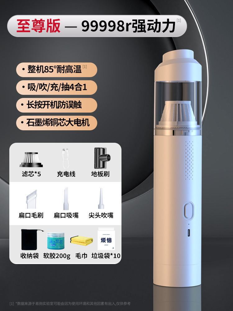 白色-至尊版-【99998r】强动力 85度耐高温 快充 吸吹充抽4合1 防误触 滤芯加量 石墨烯铜