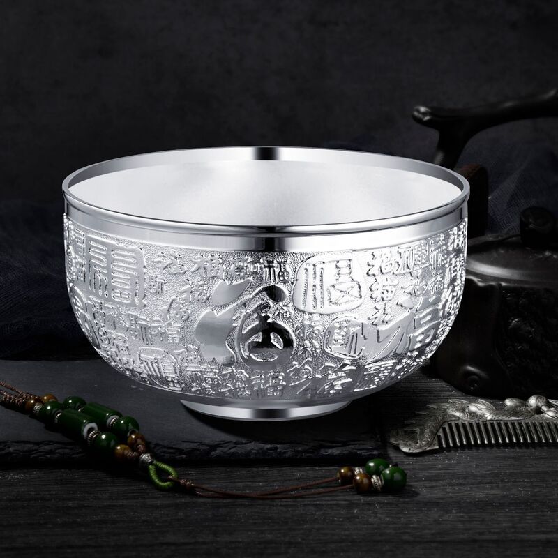 Three-Piece Set of Bank of America Gold Bowls, Five Blessings, Pisces Bowls, Chopsticks, Spoons, Silver Cups, Ingot Exhibition, Direct Sales from Gift Factory Three-Piece Set of Bank of America Gold Bowls, Five Blessings, Pisces Bowls, Chopsticks, Spoons, Silver Cups, Ingot Exhibition, Direct Sales from Gift Factory