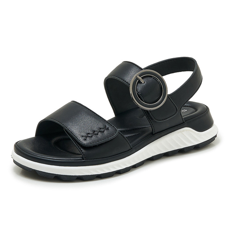 Sandal nữ đế dày khóa kim loại mềm chống trượt — màu đen, màu nâu nhạt, màu mơ chi tiết 23