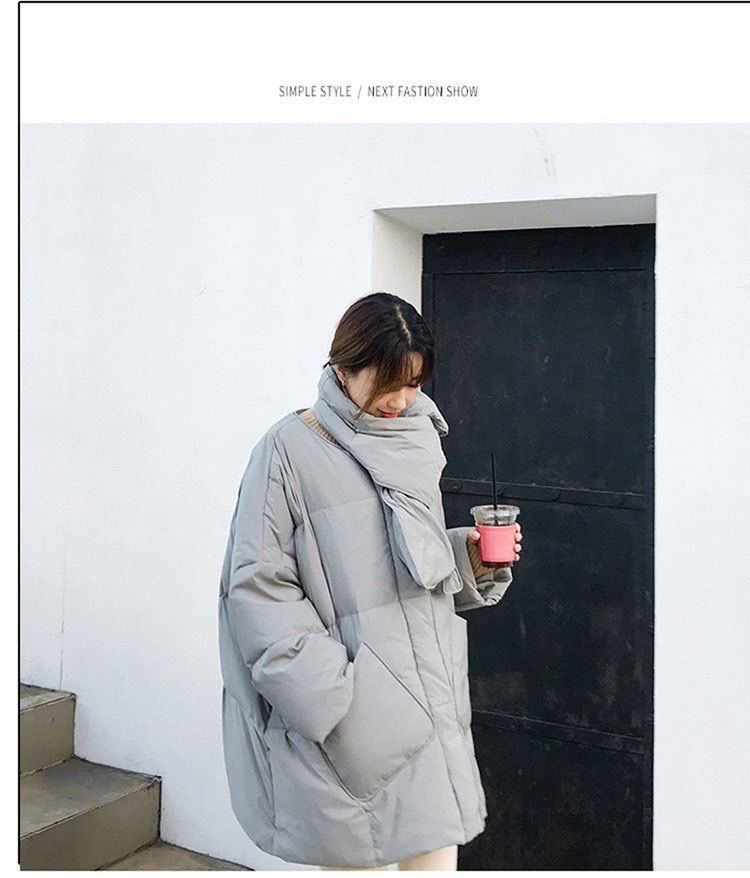 Women's Mid-length Down Jacket Loose Fit Stylish Korean Winter Coat_voghion.com