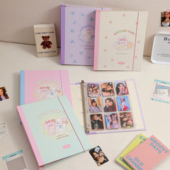 hisocute student nine-square grid cartoon three-inch loose-leaf photo album large capacity girl star chasing storage A4 card album