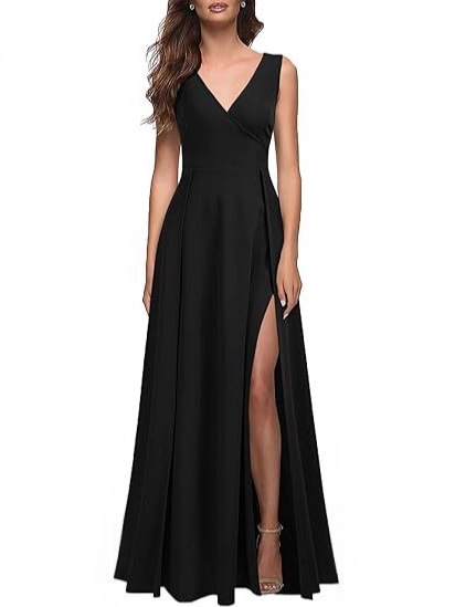 solid long elegant sexy evening dress sleevless
