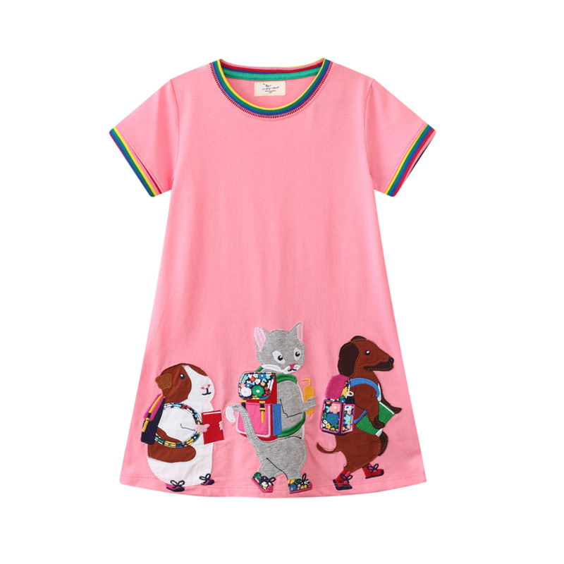 2023 verano nuevos niños ropa de bordado de punto de algodón Niña vestido europeo y americano estilo niña princesa vestido distribución