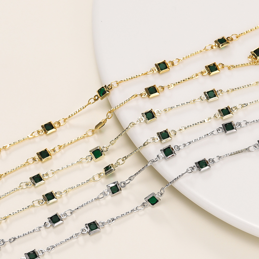 20g Weight Chain Jewelry Making Type Diameter 4.5mm Jewelry Making Size Zircon Inlay Material DIY Jewelry Accessories Classification One Meter Quantity Copper Material Geometric Pattern Plating Design Simple Style Style One Meter Copper Zircon  Diameter 4.5mm Jewelry Accessories Chain 6