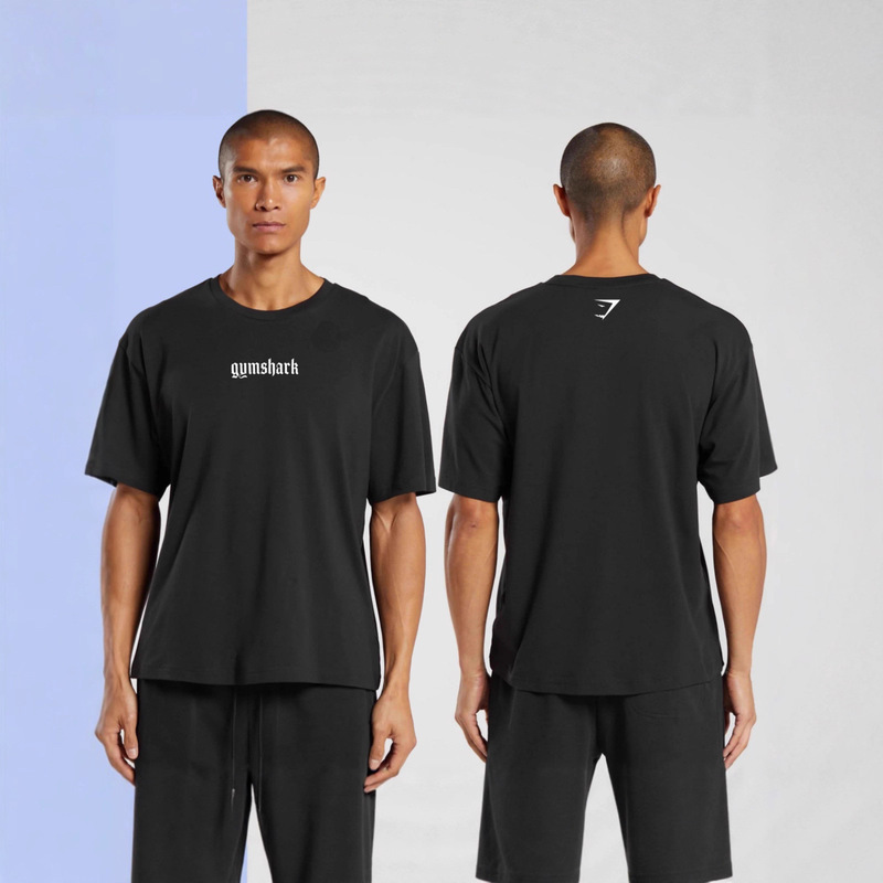Men's Oversized T-Shirt Gym Sports Fitness Cotton Round Neck Loose Short-Sleeved Casual T-Shirt Top