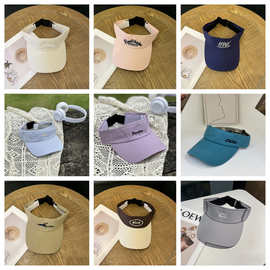 新款韩版拼色字母空顶棒球帽女夏季甜美学院风可调节防晒遮阳帽子