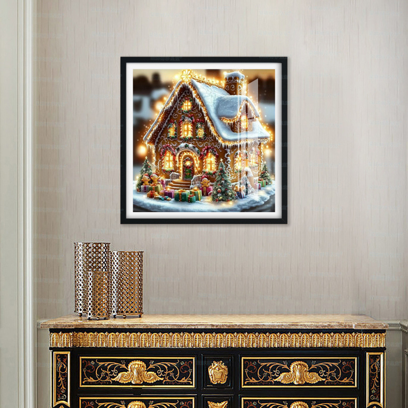 Mona Lisa Real bordado cruzado de Navidad casa de pan de jengibre nuevo estilo moderno paisaje hermoso bordado de hilo de ensueño artesanal image 3